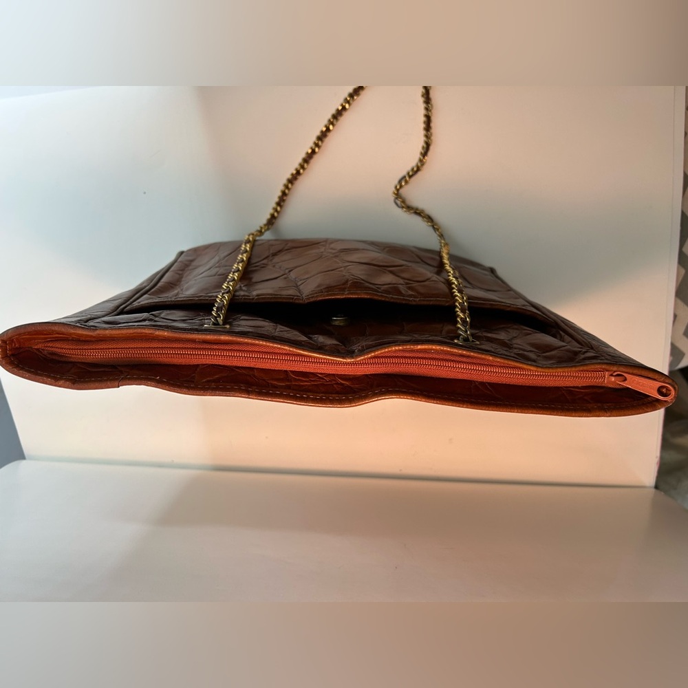Vintage Genuine Leather by Reem Brown Croc Embossed Leather Tote Bag - Picture 8 of 16
